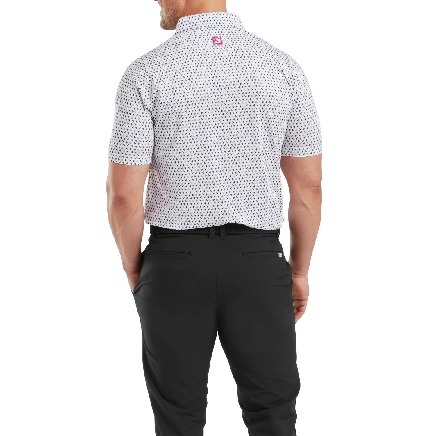 FootJoy Flying Wasp Print Lisle Golf Polo Shirt 5 FootJoy Flying Wasp Print Lisle Golf Polo Shirt - Image 3