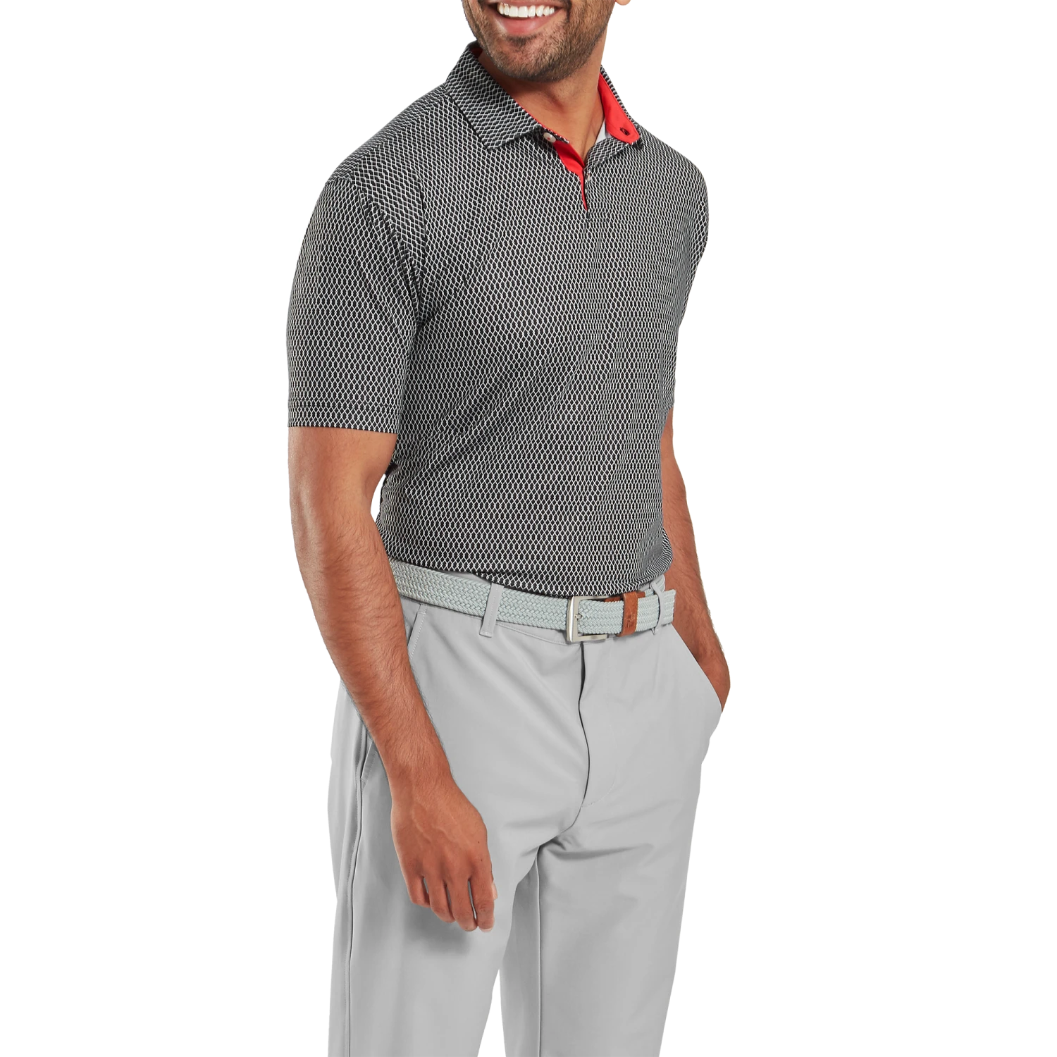 FootJoy Irongate Print Lisle Golf Polo Shirt 4 FootJoy Irongate Print Lisle Golf Polo Shirt - Image 2