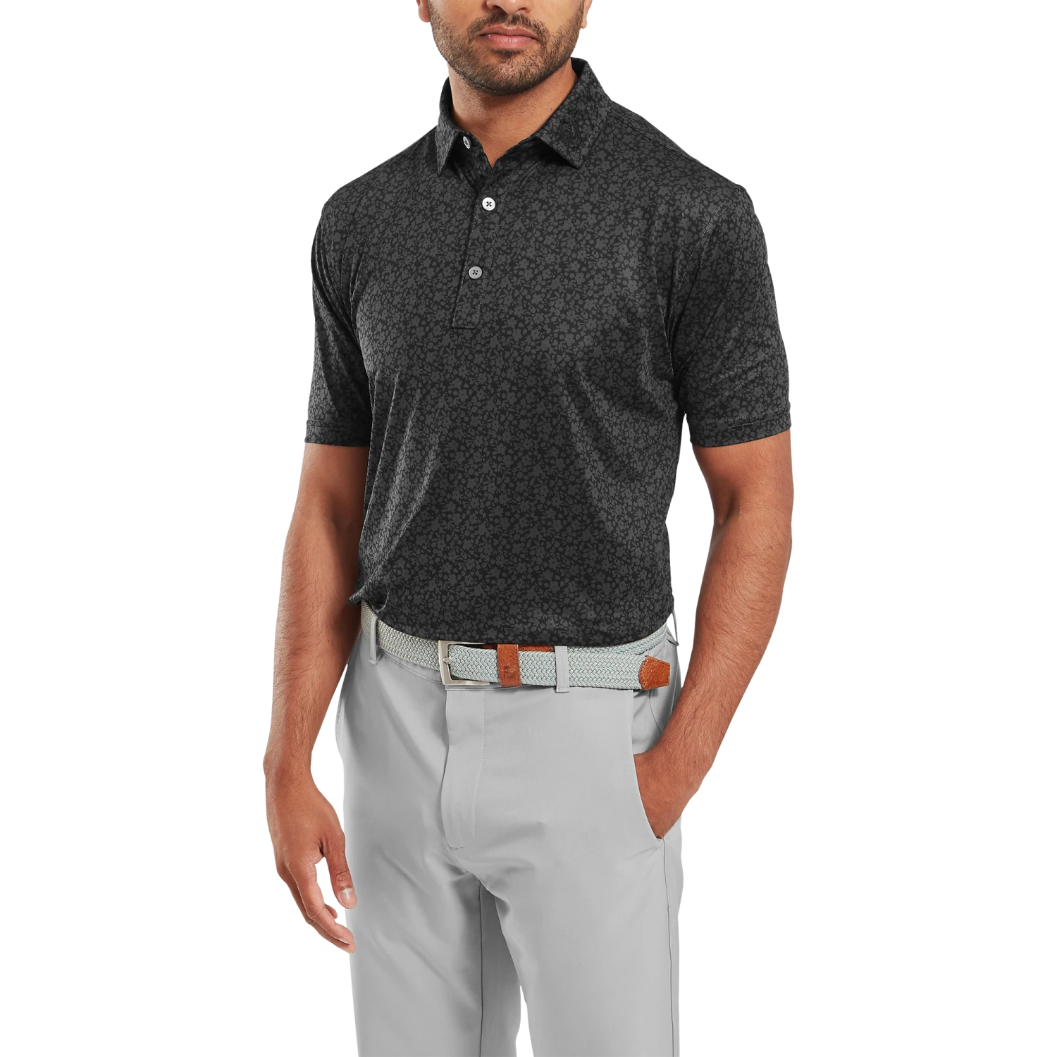FootJoy Painted Floral Lisle Golf Polo Shirt 4 FootJoy Painted Floral Lisle Golf Polo Shirt - Image 2