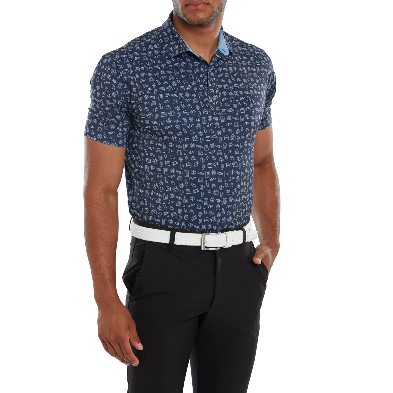 FootJoy Travel Print Lisle Men's Golf Polo Shirt 80047 4 FootJoy Travel Print Lisle Men's Golf Polo Shirt 80047 - Image 2