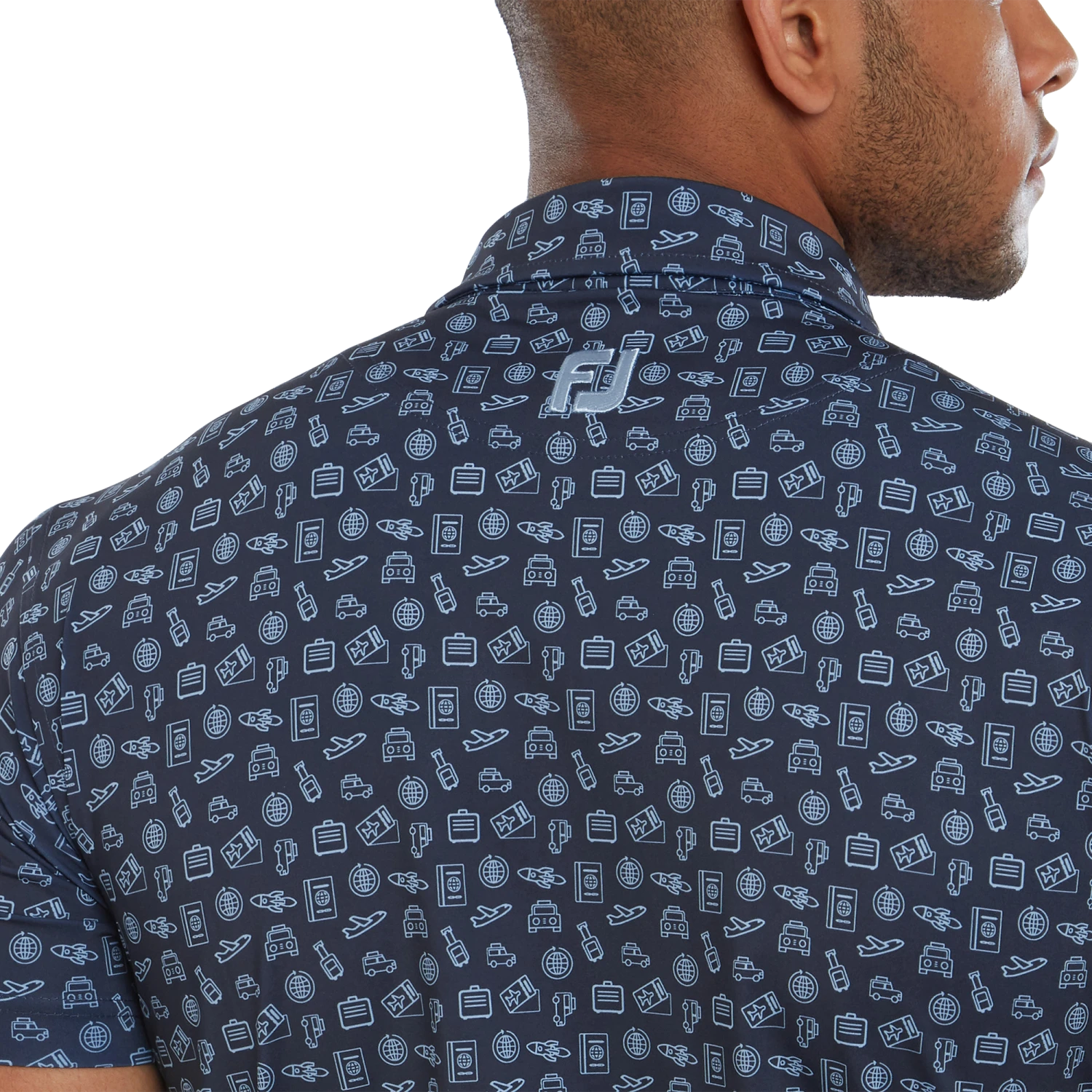 FootJoy Travel Print Lisle Men's Golf Polo Shirt 80047 7 FootJoy Travel Print Lisle Men's Golf Polo Shirt 80047 - Image 5