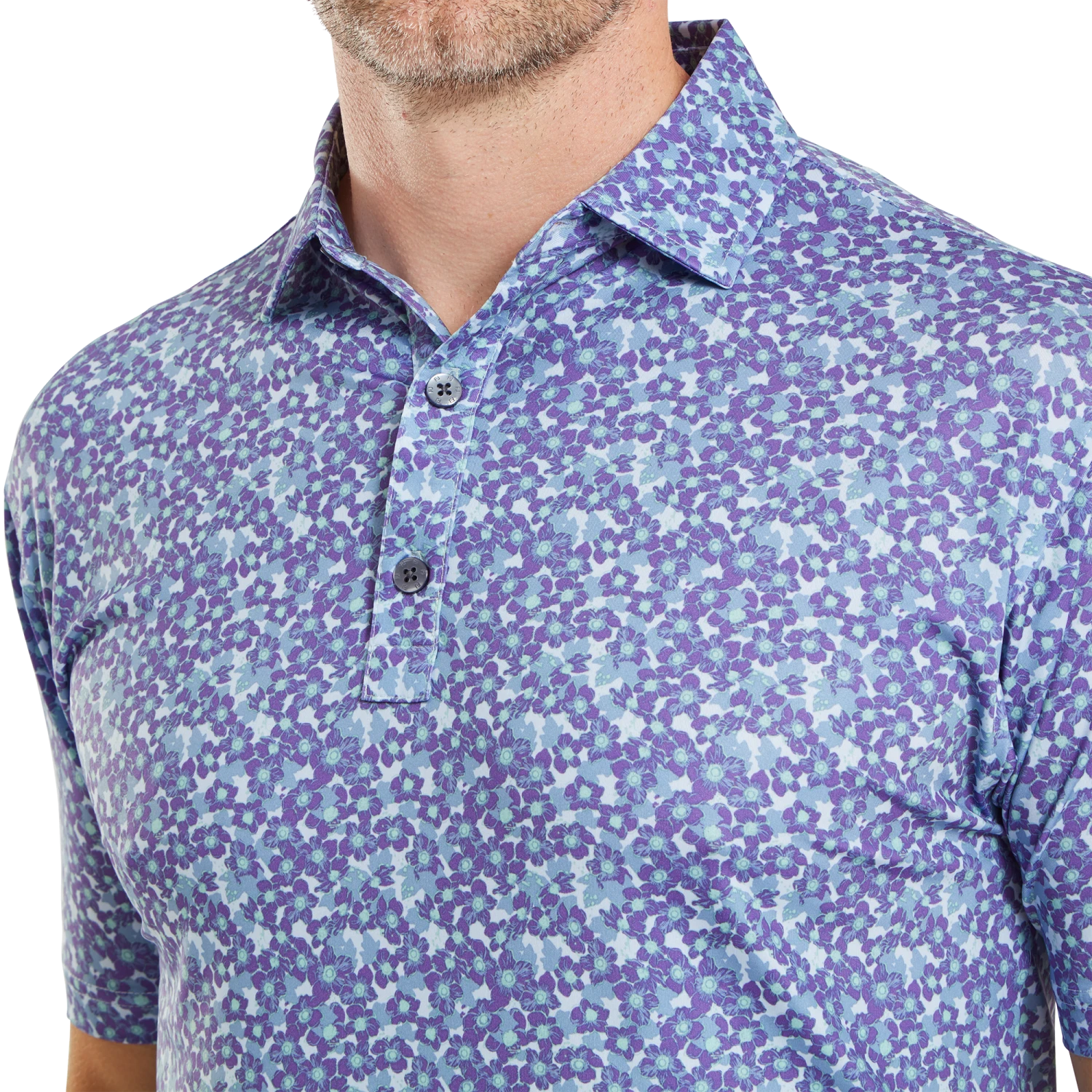FootJoy Primrose Print Lisle Golf Polo Shirt 7 FootJoy Primrose Print Lisle Golf Polo Shirt - Image 5