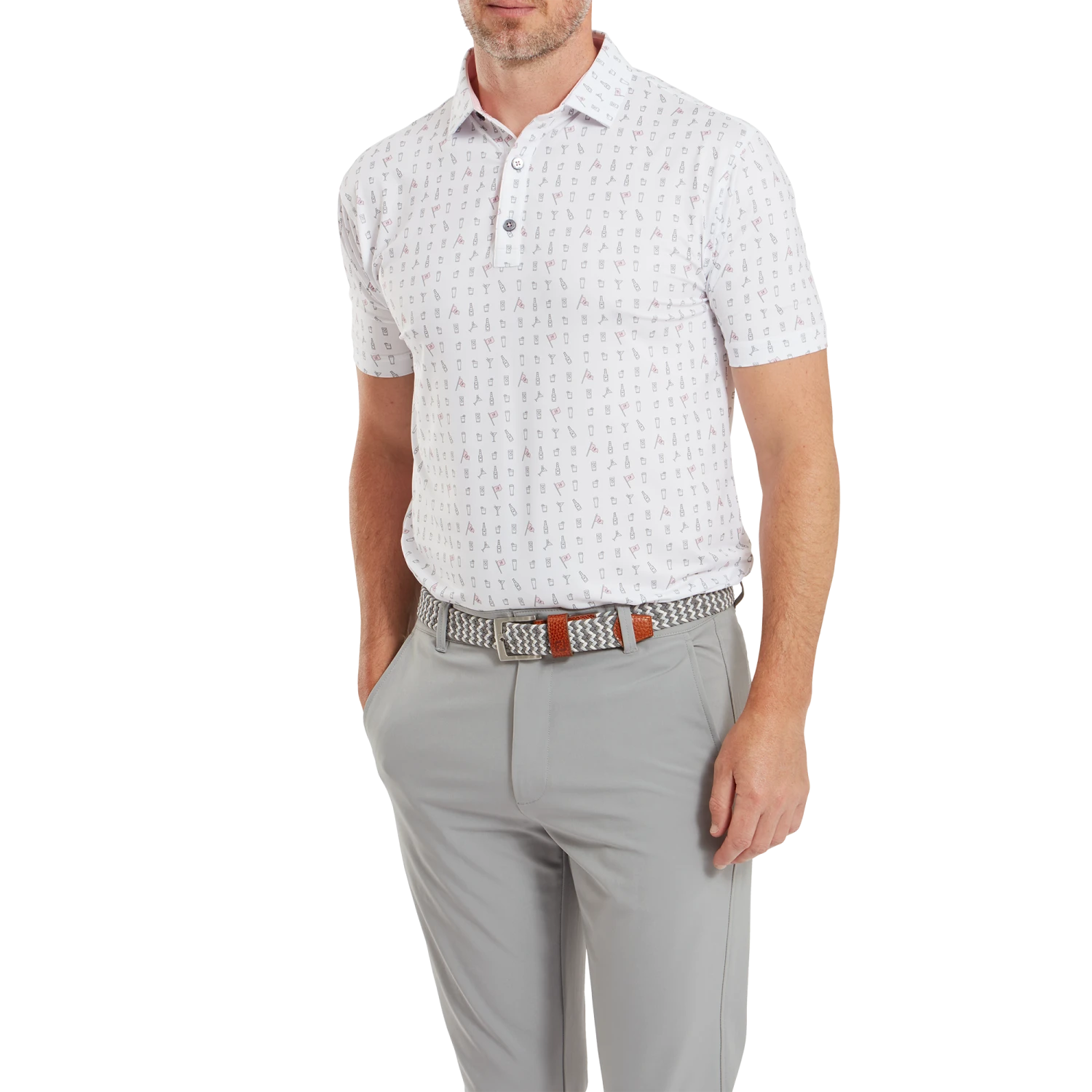 FootJoy The 19th Hole Print Lisle Golf Polo Shirt 4 FootJoy The 19th Hole Print Lisle Golf Polo Shirt - Image 2