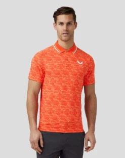 Castore Printed Tech Golf Polo Shirt -FootJoy Store GMC30698 078 DEEPORANGE 04 1000x1000 cb584956 4031 4fa5 bd7c 3b54d1427454