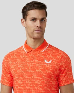 Castore Printed Tech Golf Polo Shirt -FootJoy Store GMC30698 078 DEEPORANGE 05 1000x1000 4f7845b0 a27f 4b21 9b21 0e8b654fbb95