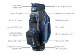 Motocaddy Dry Series Waterproof Golf Cart Bag -FootJoy Store bg24dr features 1000x700px
